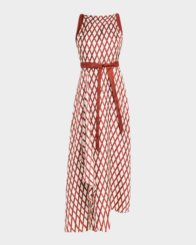 Sunita Diamond Print Backless Silk Twill Dress
